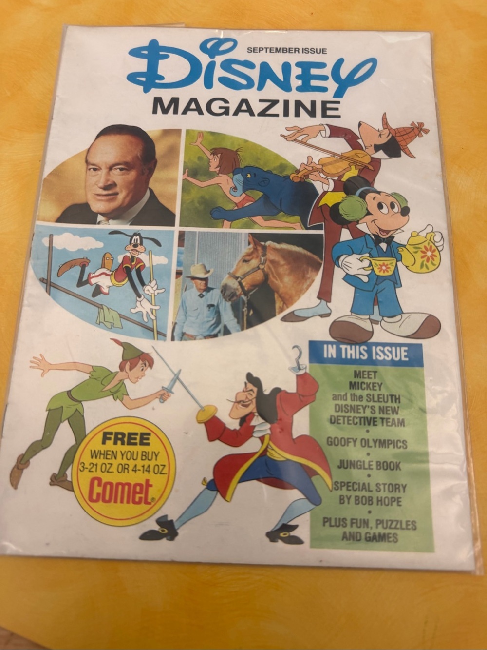 Vintage 1976 Disney Magazine September Mickey Mouse Goofy Peter Pan Bob Hope